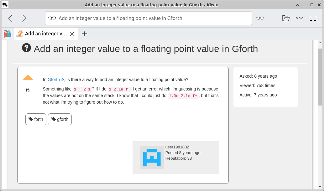 Viewing StackOverflow articles on Kiwix