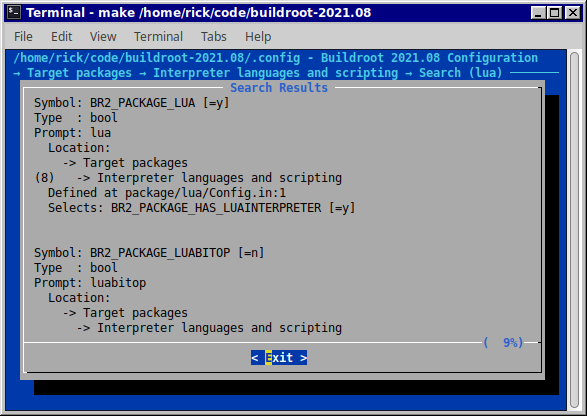 Buildroot package search results
